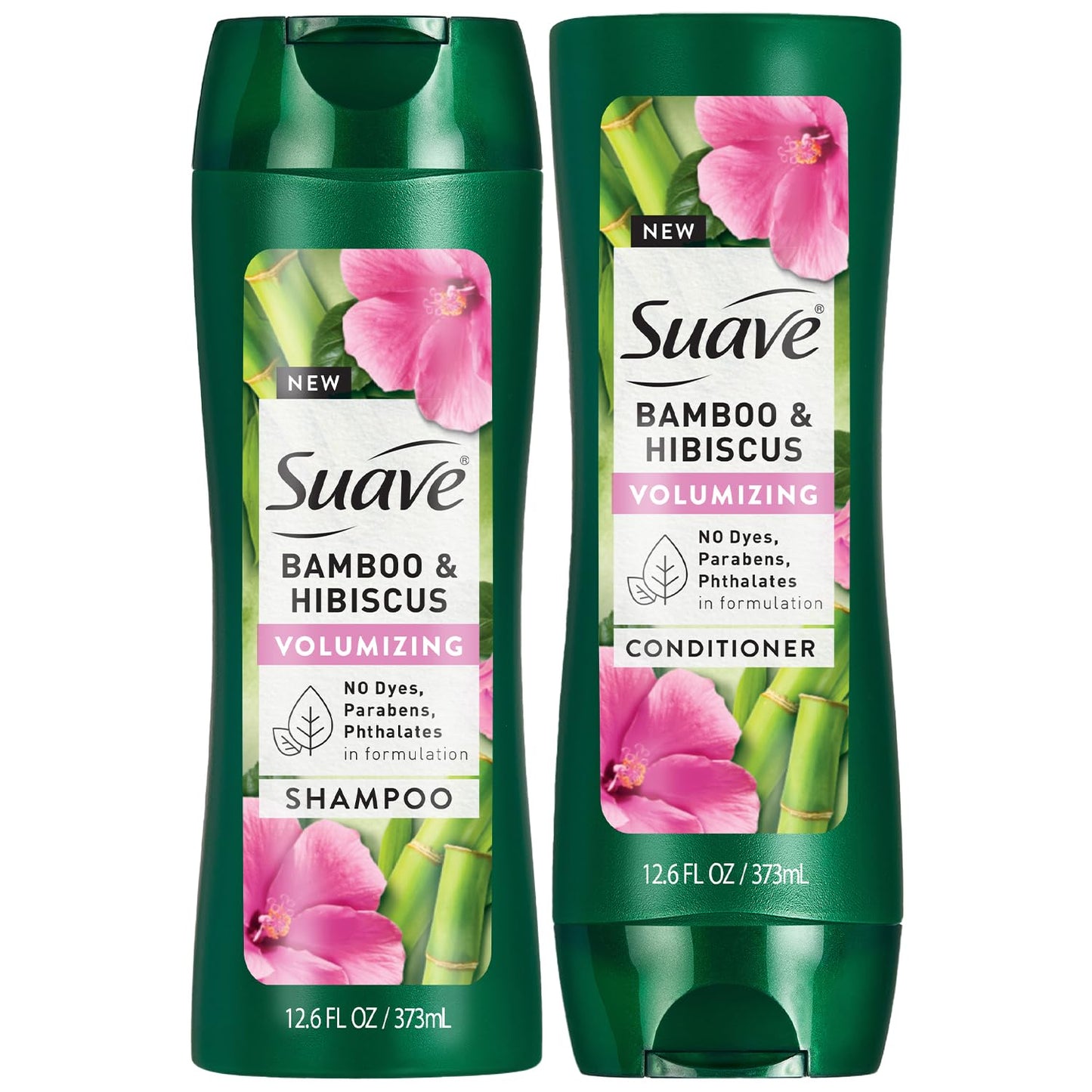 Suave Bamboo & Hibiscus Volumizing Shampoo & Conditioner Set – For Fine, Flat Hair, 12.6 Oz Each