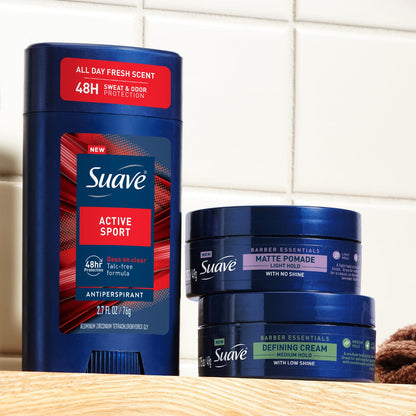 Suave+ Barber Essentials 2-Pack – Matte Pomade & Defining Cream for Men | Light to Medium Hold