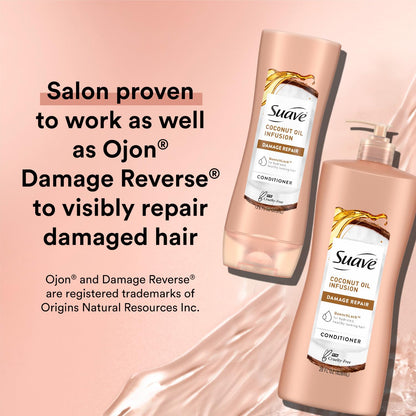 Suave Coconut Oil Infusion Conditioner 2-Size Bundle – Hair Repair for Dry, Damaged Hair | Cruelty-Free