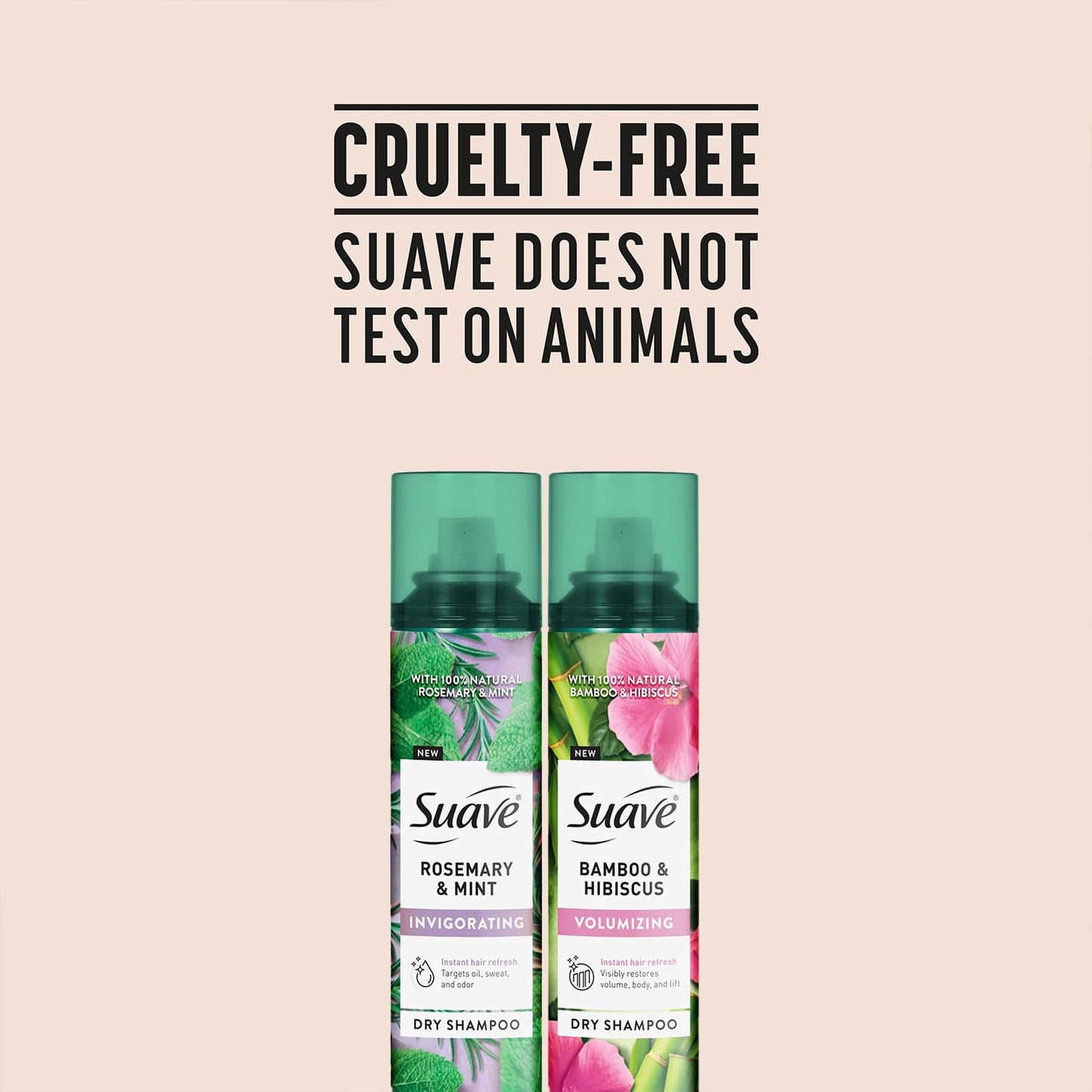 Suave Dry Shampoo Spray Variety 2-Pack – Invigorating Rosemary & Mint + Volumizing Bamboo & Hibiscus, 4.3 oz ea