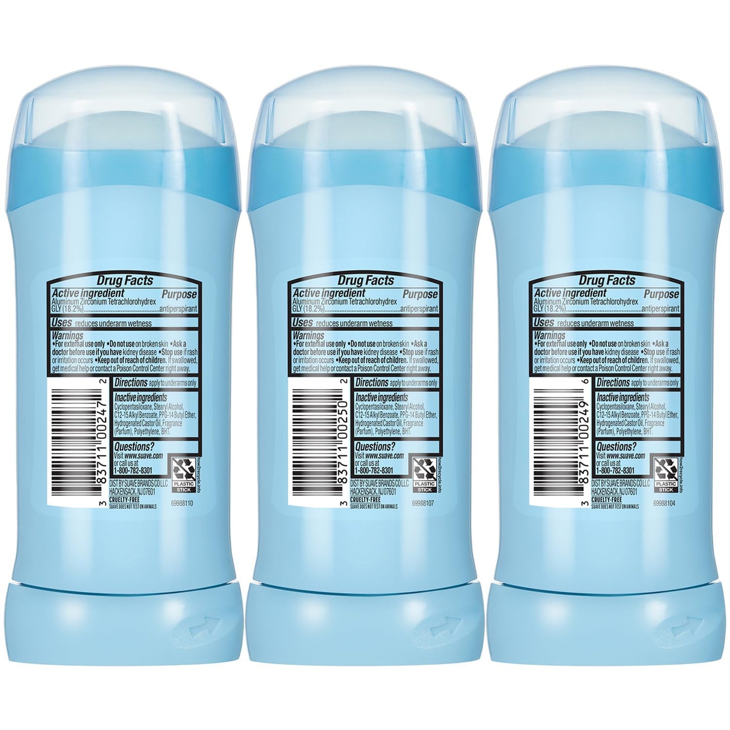 Suave Antiperspirant Deodorant for Women Variety 3-Pack – Powder, Fresh & Sweet Pea & Violet | Invisible, Talc-Free