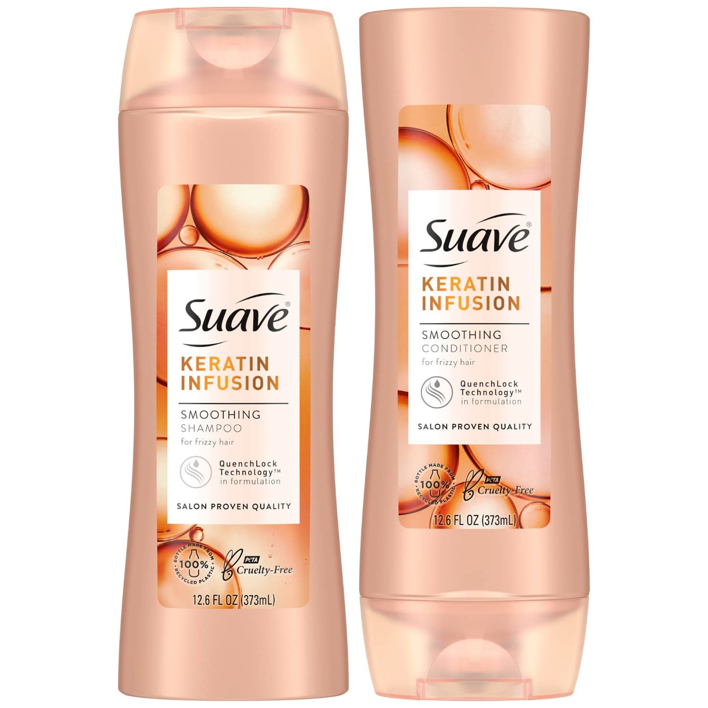 Suave Keratin Infusion Shampoo & Conditioner Set – Smoothing, 48H Frizz Control, 12.6 oz Each