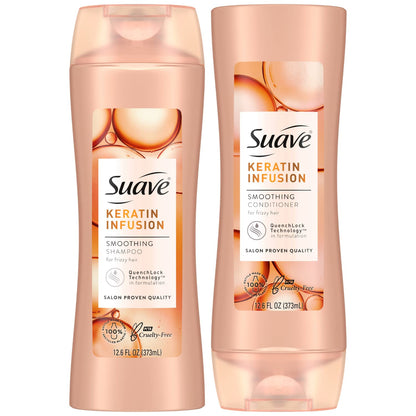Suave Keratin Infusion Shampoo & Conditioner Set – Smoothing, 48H Frizz Control, 12.6 oz Each