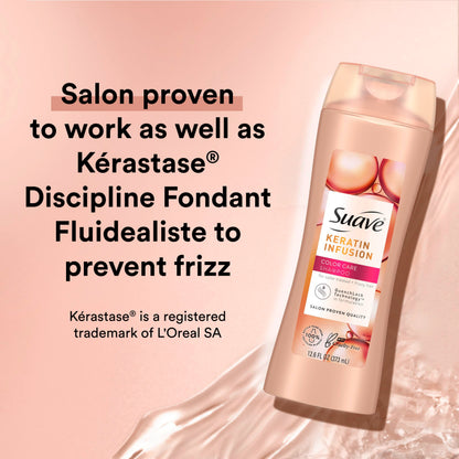 Suave Keratin Infusion Shampoo & Conditioner Set — Color Safe, Anti Frizz, Detangler (12.6 oz each)