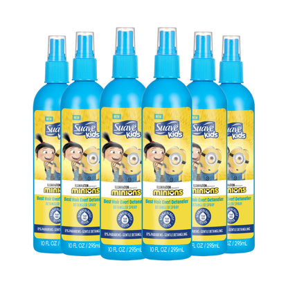 Suave Kids Detangler Spray Minions – Easy Knot Removal, Soft, Shiny Hair (10 oz, Pack of 6)