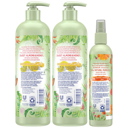 Suave Kids Shampoo & Conditioner for Curls – Sweet Almond & Honey (2-Pack) + Detangler Spray