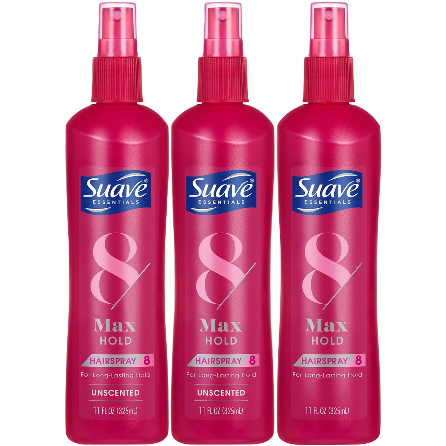 Suave Max Hold Hairspray Bundle – Non-Aerosol, Unscented & Scented, 11 oz (3-Piece)