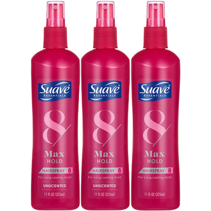 Suave Max Hold Hairspray Bundle – Non-Aerosol, Unscented & Scented, 11 oz (3-Piece)