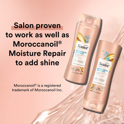 Suave Moroccan Oil Infusion Shampoo & Conditioner Set – Argan Oil for Dry, Damaged Hair, Shine & Healthy Locks | 12.6 oz (2 Pieces)