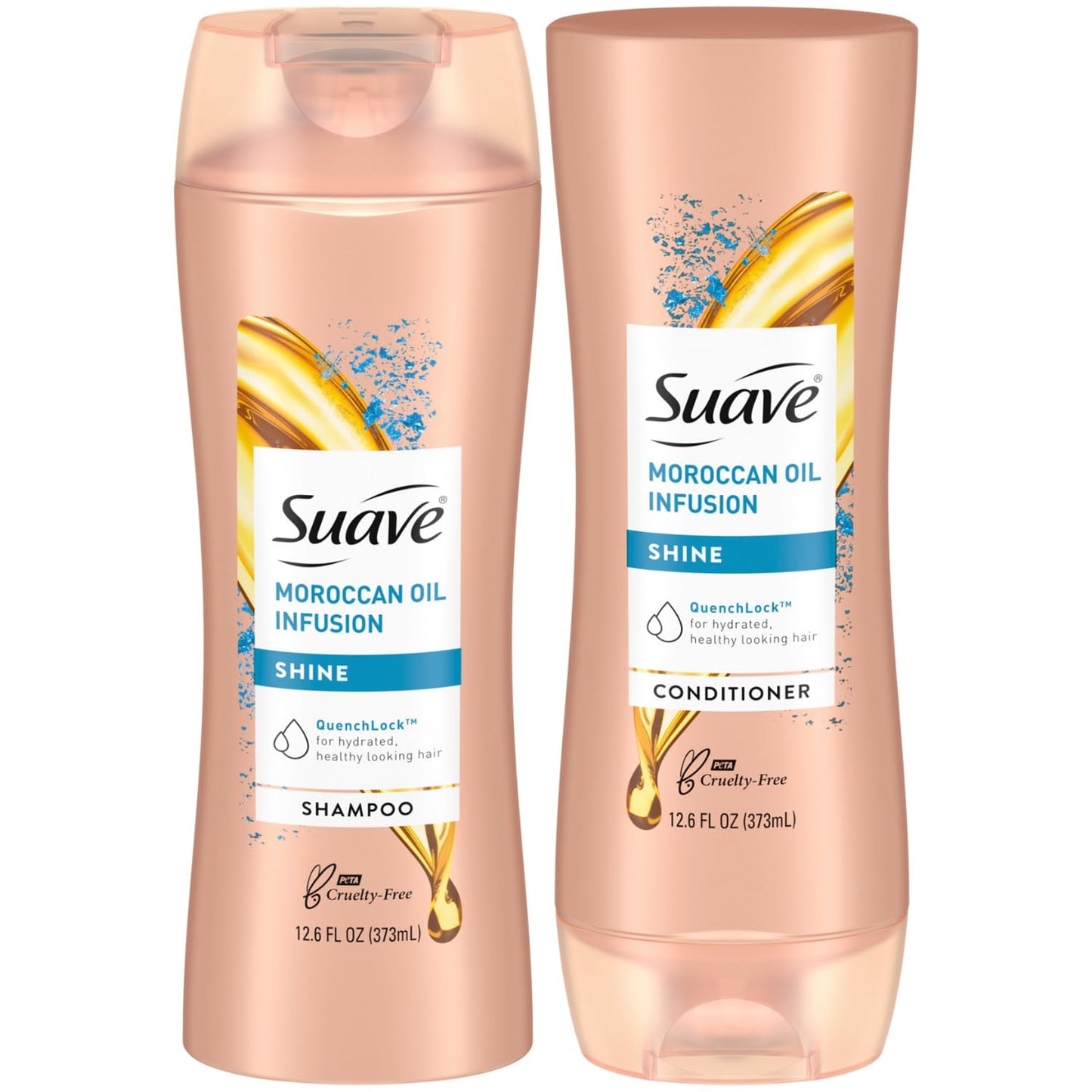 Suave Moroccan Oil Infusion Shampoo & Conditioner Set – Argan Oil for Dry, Damaged Hair, Shine & Healthy Locks | 12.6 oz (2 Pieces)