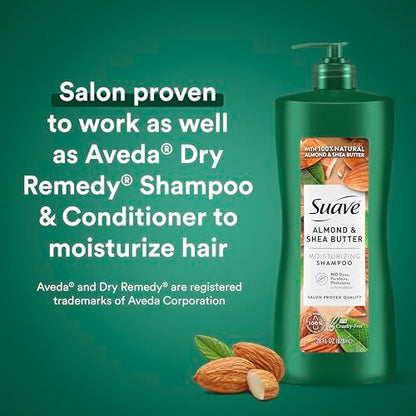 Suave Professionals Moisturizing Shampoo for Dry Hair – Almond & Shea Butter, Paraben-free & Dye-free, 28 oz (Pack of 4)