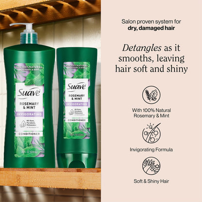 Suave Rosemary & Mint Conditioner – 2-Size Bundle for Revitalizing Dry Hair | Gentle & Invigorating