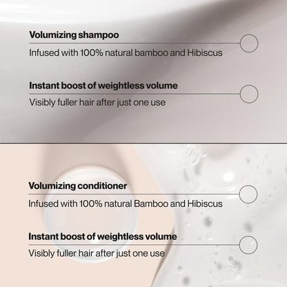 Suave Bamboo & Hibiscus Volumizing Shampoo & Conditioner Set – For Fine, Flat Hair, 12.6 Oz Each
