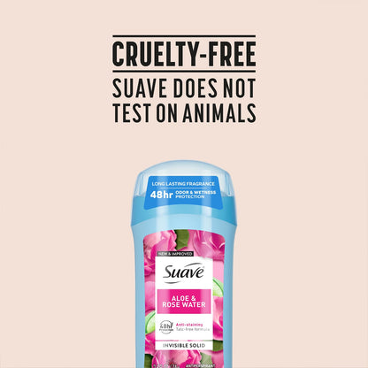 Suave Aloe & Rosewater Antiperspirant Deodorant for Women – 2-Pack, Invisible Solid