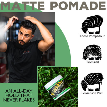 Suavecito Matte Pomade – Shine-Free, Water-Soluble, 5 oz | Medium Hold for Natural Texture