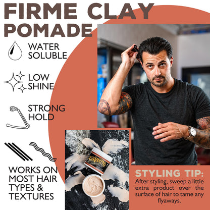 Suavecito Pomade Firme Clay – Strong Hold Matte Hair Clay for Men (Pack of 2, 4 oz each)