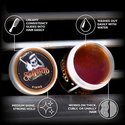 Suavecito Pomade Firme Hold 4 oz – 2 Pack | Strong Hold, Medium Shine, Water-Based