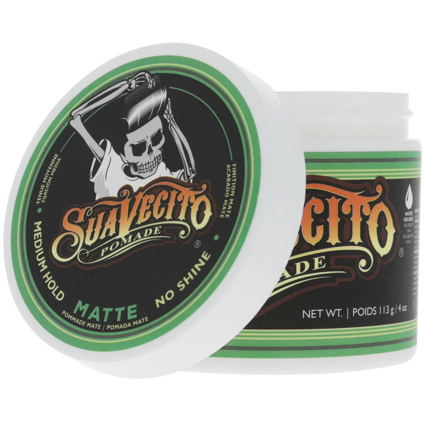 Suavecito Matte Pomade No Shine – 4 oz, 2 Pack | Medium Hold Matte Hair Paste for Men