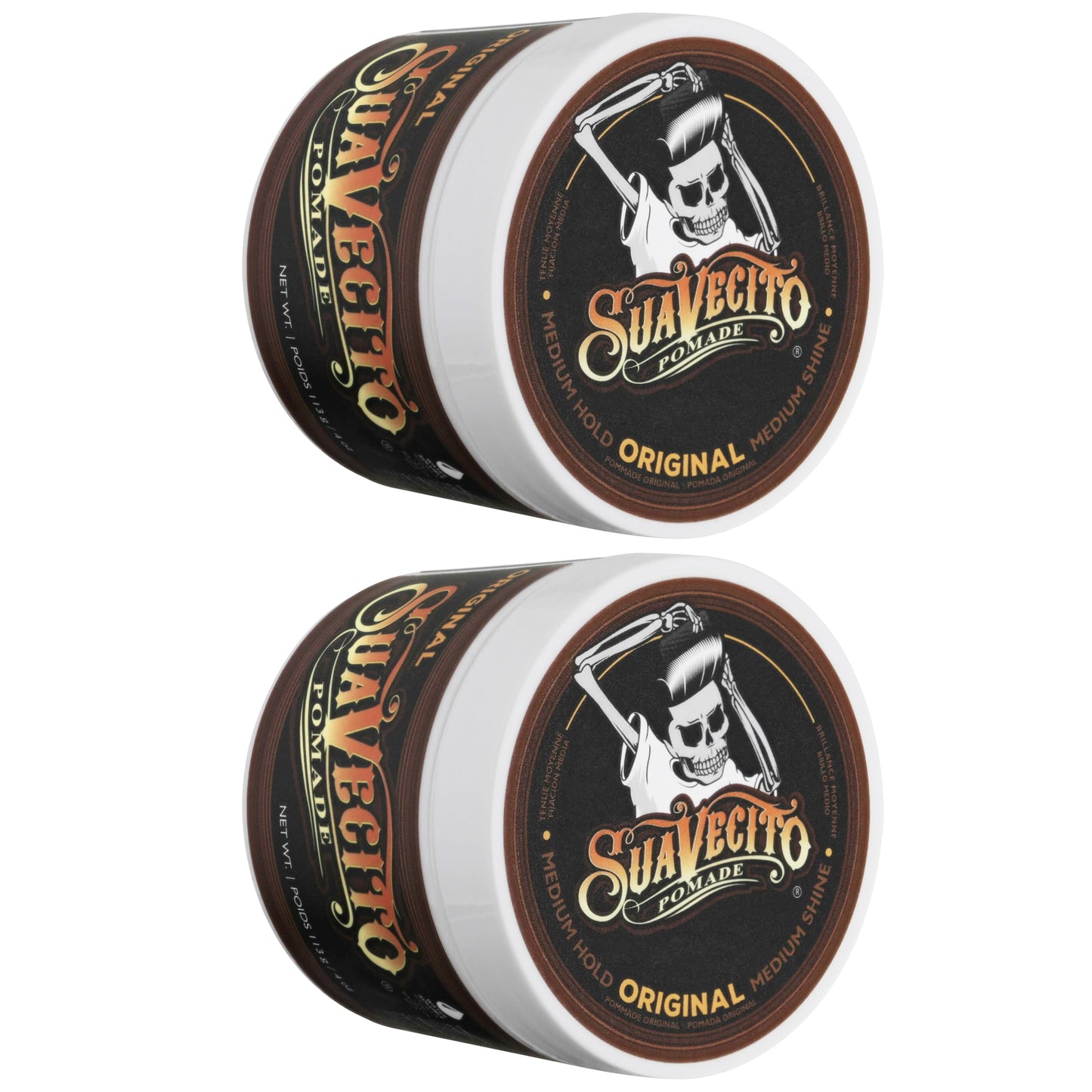 Suavecito Original Pomade – Medium Hold, Water-Based, 8 oz, 2-Pack