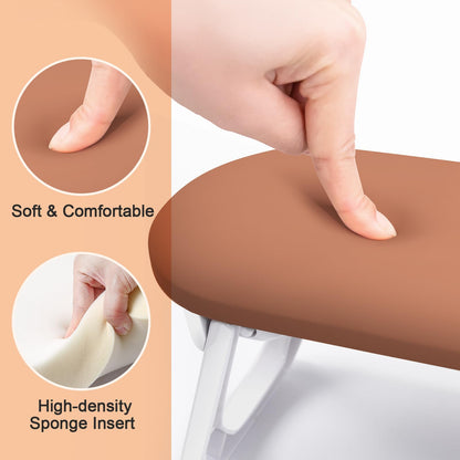 SUBAY Arm Rest for Nails Tech - Foldable PU Leather Hand Rest for Manicure (Caramel)