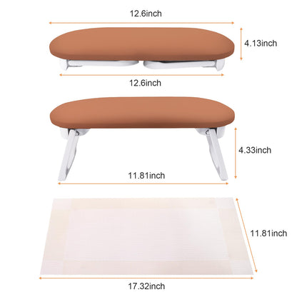 SUBAY Arm Rest for Nails Tech - Foldable PU Leather Hand Rest for Manicure (Caramel)