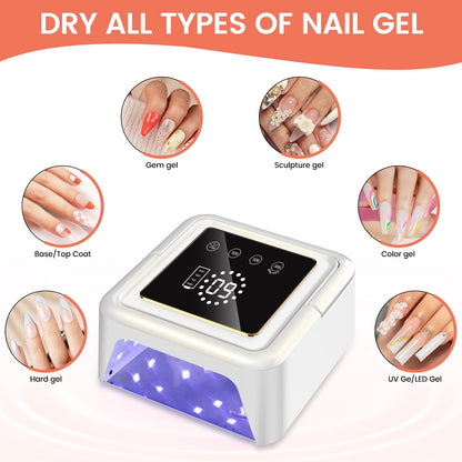 SUBAY UV Nail Lamp 108W – Cordless Gel Curing, 36 Beads, 4 Timer Modes, Auto Sensor (White)