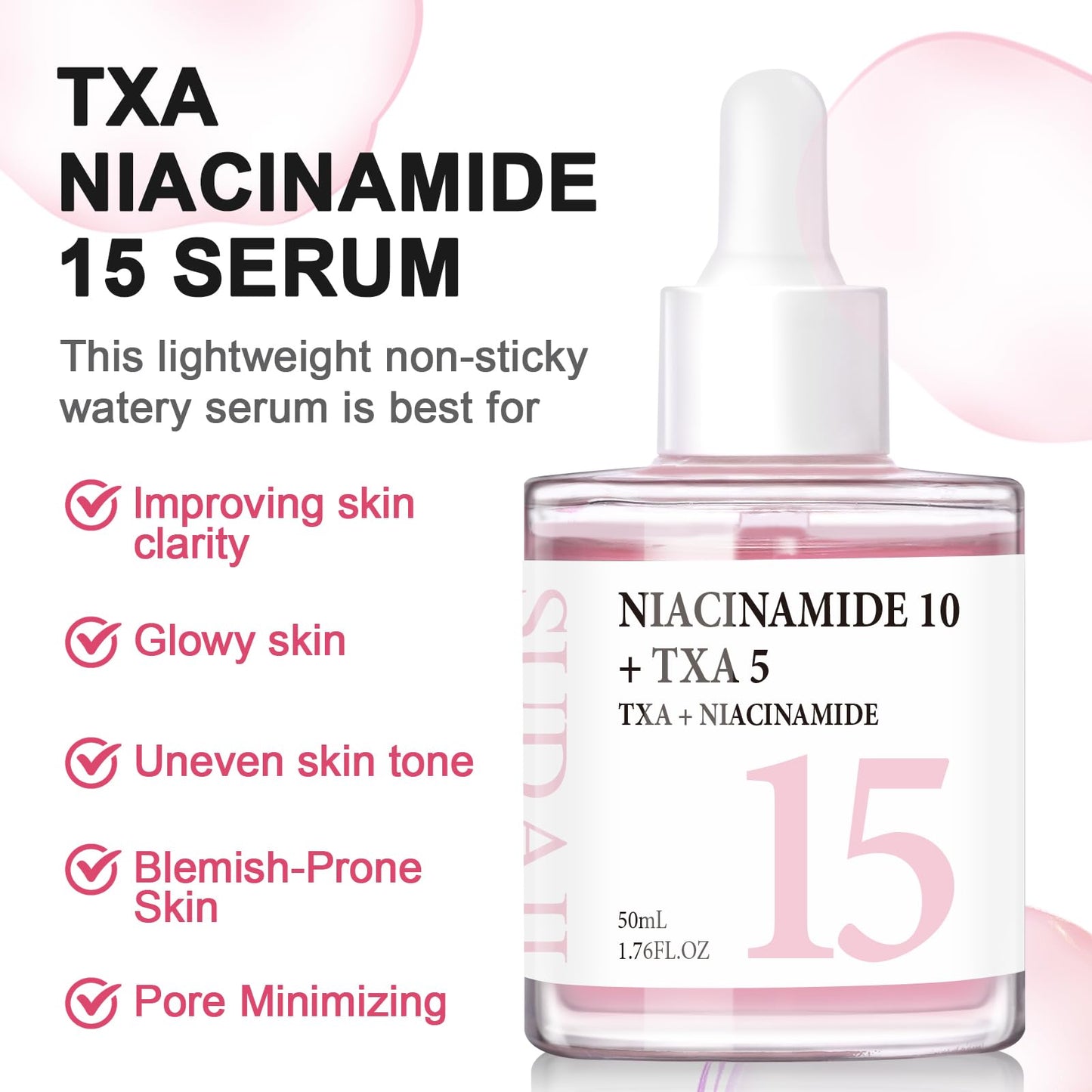 SUDAJI TXA + Niacinamide 15% Serum | Glow Facial Serum with Hyaluronic Acid