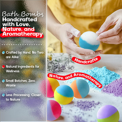 SudsyRoar 64 Pack Natural Bath Bombs Bulk Set – 8 Scents, Organic Ingredients, Long-Lasting Bubbles