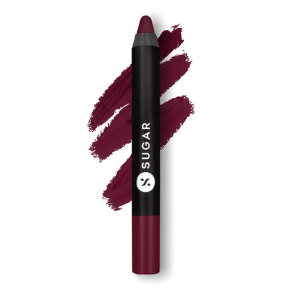 SUGAR Cosmetics Matte as Hell Crayon Lipstick – Rachel Berry (2.8 g) + Sharpener