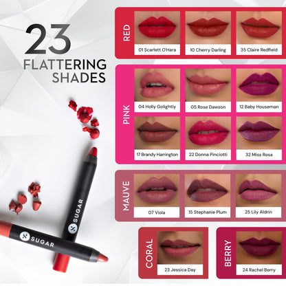 SUGAR Matte as Hell Crayon Lipstick Rosalind – 8+ Hour Wear, 2.8 g