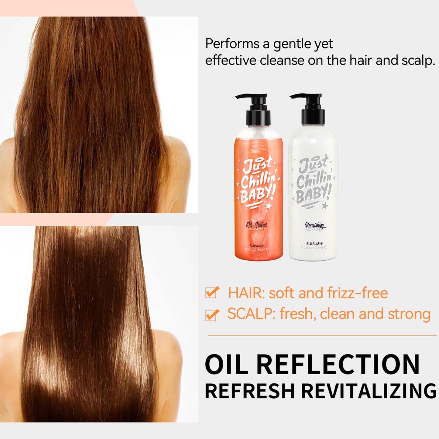 Suisuaie Clarifying Shampoo & Conditioner Set for Greasy Hair – Buildup & Dry Ends | 32.4 Fl Oz