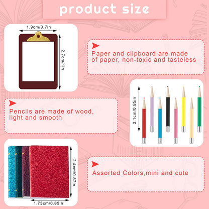 Sumind 4-Piece Miniature Book Set with Pencils & Clipboards for Dollhouse Decor | DIY Craft