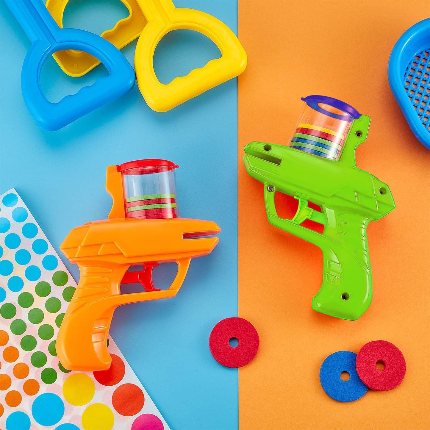 Sumind 2 Pcs Foam Disc Shooter Zip Shot Launcher — Outdoor Fun for Family & Friends