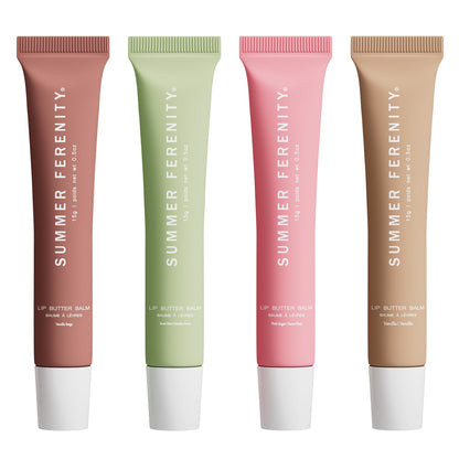 Summer Ferenity 4 PCS Lip Butter Balm – Ultra-Hydrating, Sheer-Tinted Lip Care, 0.5 Fl Oz Each (Pack of 4)