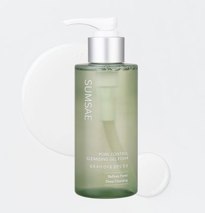 SUMSAE Pore Control Gel-to-Foam Cleanser – Green Tea & Chestnut Shell, Oil Control, 155ml