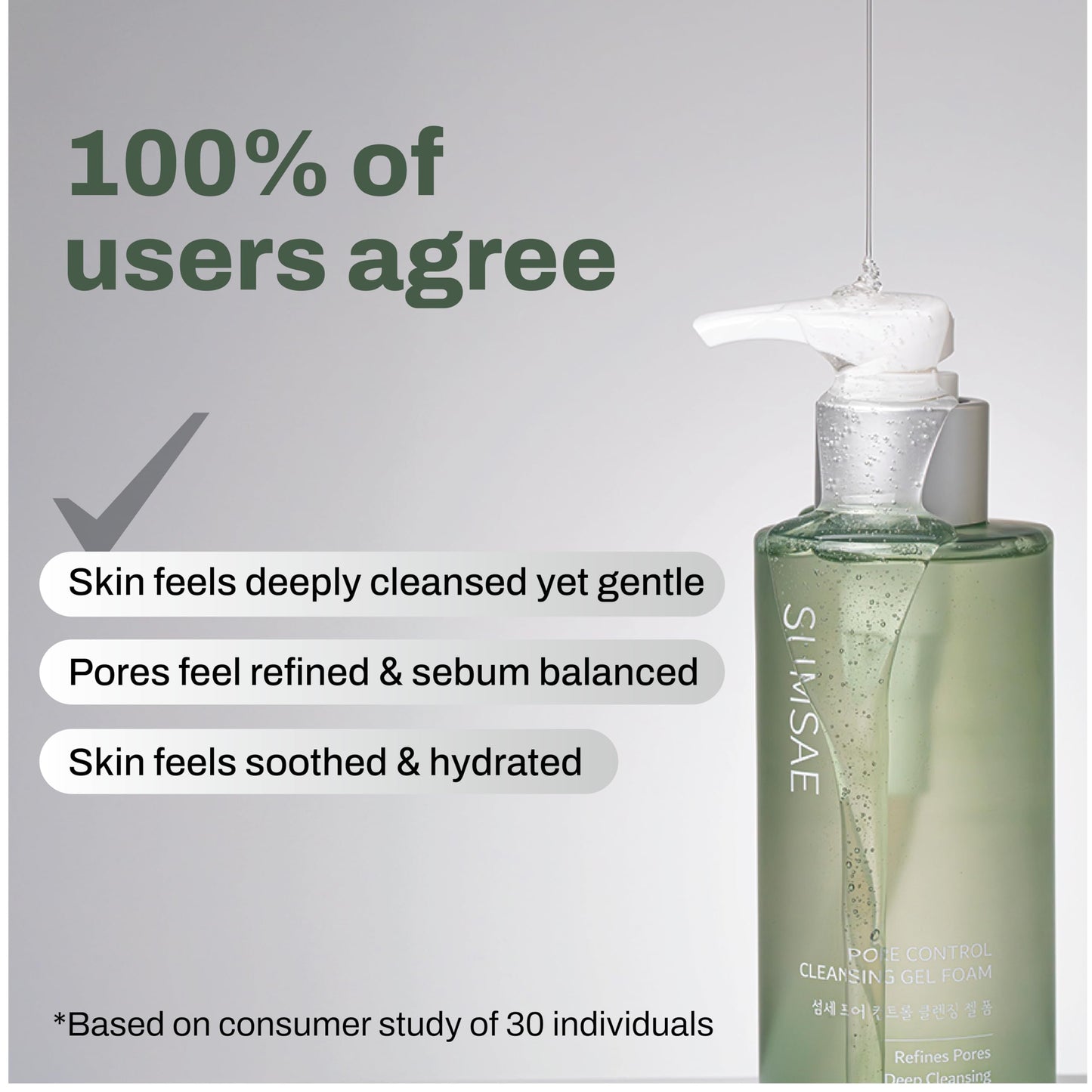 SUMSAE Pore Control Gel-to-Foam Cleanser – Green Tea & Chestnut Shell, Oil Control, 155ml