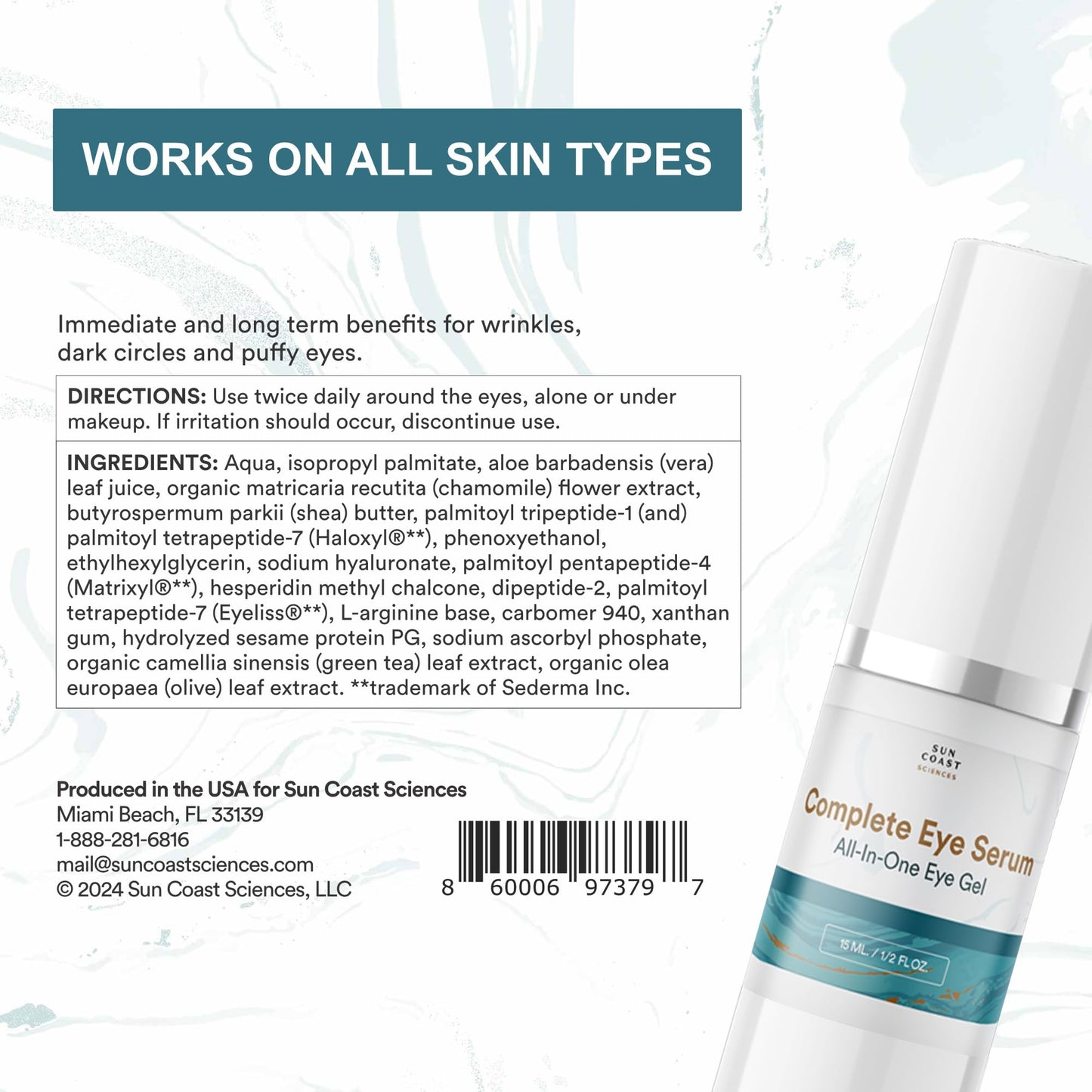 Sun Coast Sciences Complete Eye Serum — Dr. Rosenberg, Pack of 4, Wrinkle Reduction, Age Spots & Under-Eye Bags