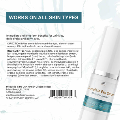 Sun Coast Sciences Complete Eye Serum — Dr. Rosenberg, Pack of 4, Wrinkle Reduction, Age Spots & Under-Eye Bags