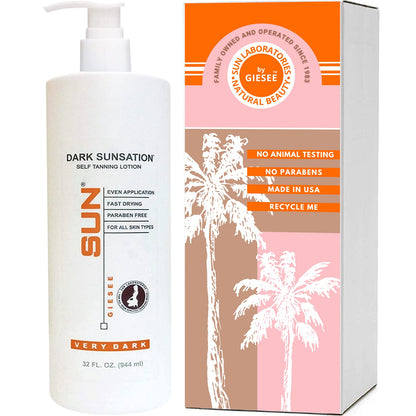 Sun Laboratories by Giesee Dark Sunsation Self Tanning Lotion 32 oz – Ultra Dark, Fragrance-Free Sunless Tanner