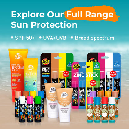 Sun Zapper Zinc Oxide Mineral Sunscreen Stick SPF 50+ Water Resistant – Pink – 12g (0.42 Oz) – For Face & Body – Adults & Kids – Made in Australia