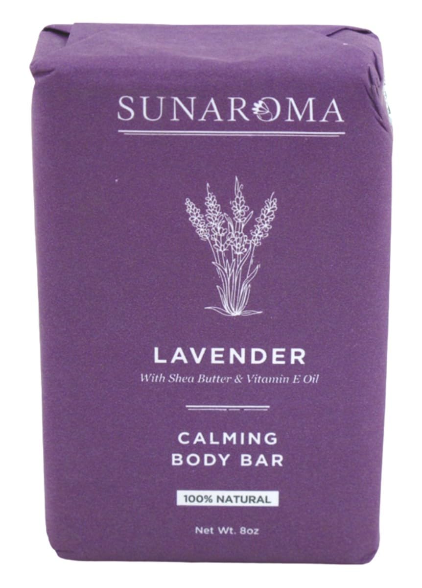 Sunaroma Lavender Shea Soap Bar with Vitamin E – 8 oz Bar (Pack of 2)