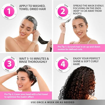 SUNATORIA Curly Hair Mask – Deep Conditioning with Argan & Keratin (8.5 fl oz) for Dry, Damaged, Wavy & Frizzy Hair