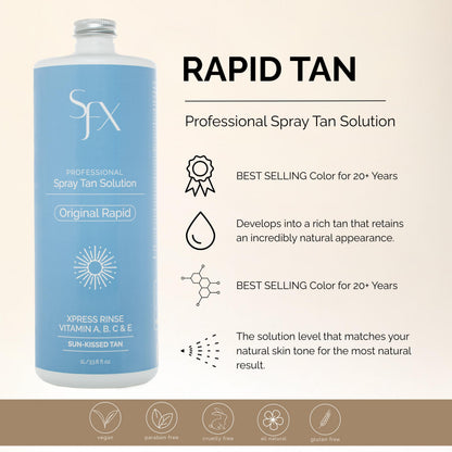 SunFX Rapid All Natural Spray Tan Solution – Dark Summer (1L) | Dry-to-Touch