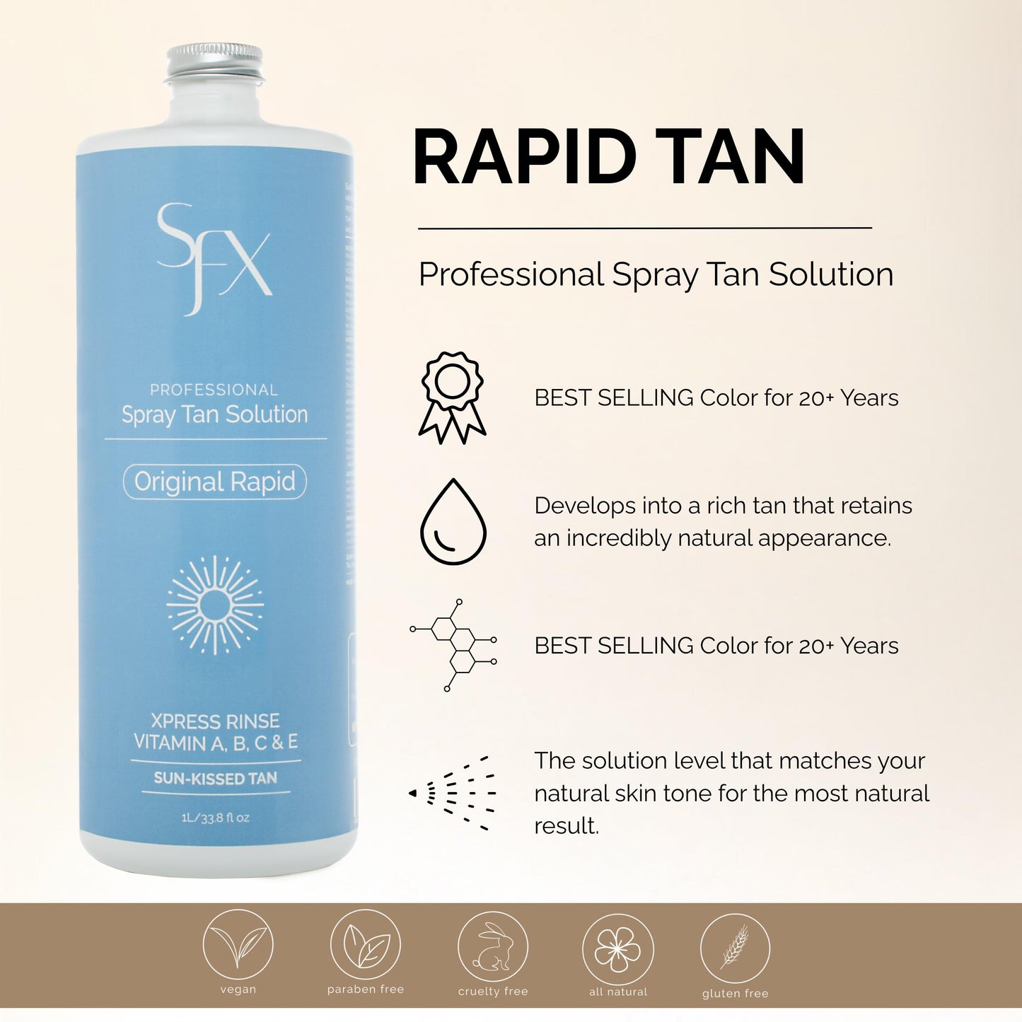 SunFX Rapid All-Natural Quick Rinse Spray Tan Solution – Light Summer (1L)