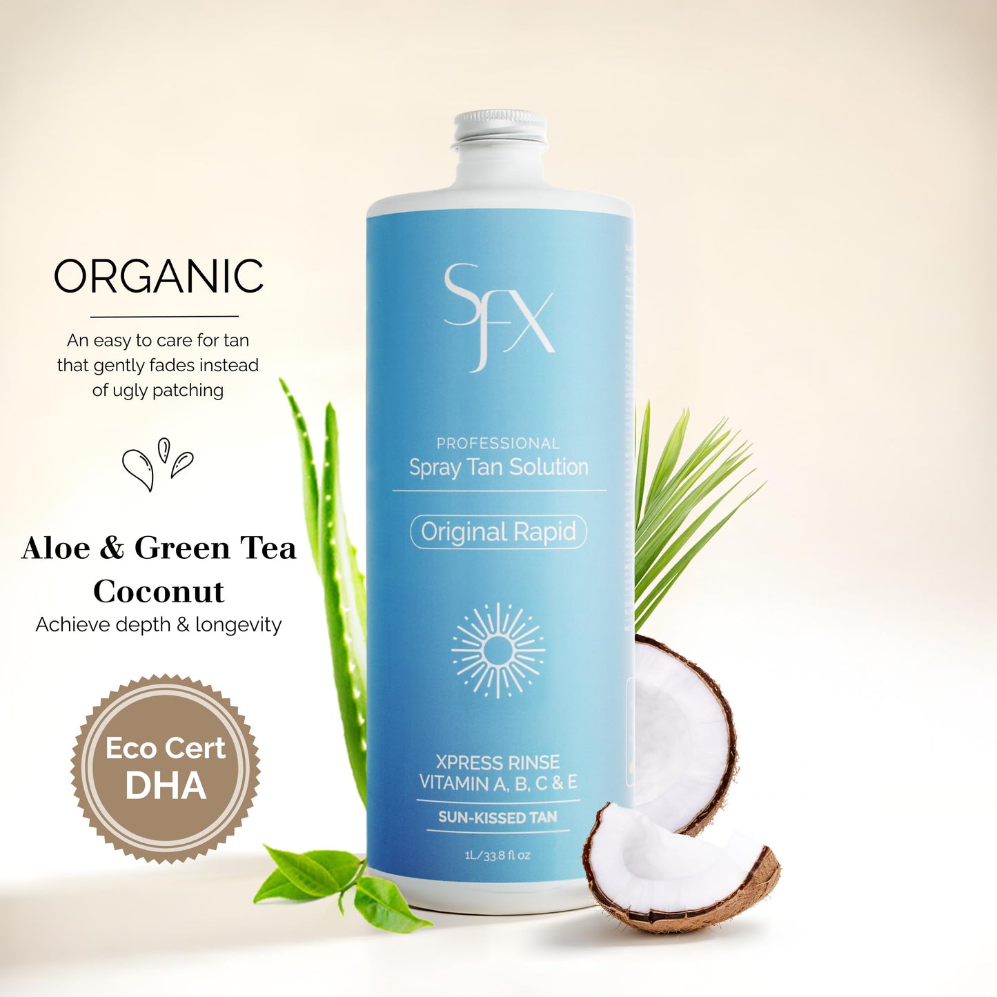 SunFX Rapid All Natural Spray Tan Solution – Dark Summer (1L) | Dry-to-Touch
