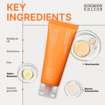 SUNGBOON EDITOR Active Marine Astaxanthin Capsule Cream – Brightening Facial Moisturizer 50ml