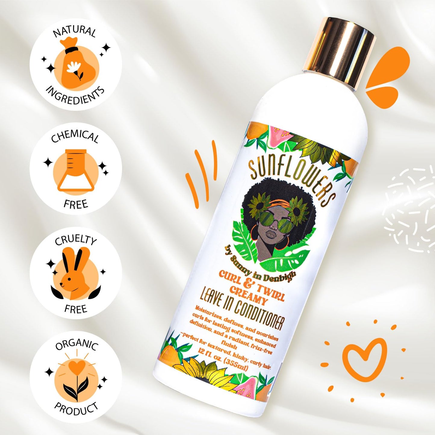 Sunny in Denbigh Sunflowers Curl & Twirl Leave-In Conditioner | Detangle, Define, Moisturize