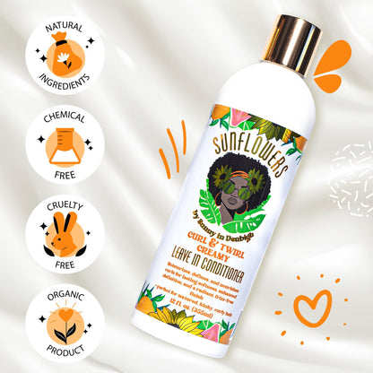 Sunny in Denbigh Sunflowers Curl & Twirl Leave-In Conditioner | Detangle, Define, Moisturize