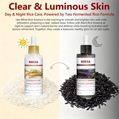 Sunohyesla Rice Peel Shot Glow Duo – White & Black Rice Exfoliant for Gentle Pore Cleansing