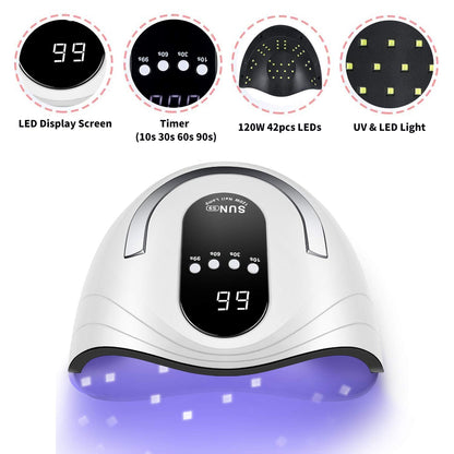 Sunrich 120W UV Gel Nail Lamp – Fast Cure, 4 Timers, Portable Handle